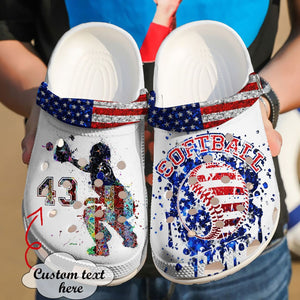 Clog Softball Personalized Clog, Custom Name, Text Softball Catcher Us, Fashion Style For Women, Men, Kid, Print 3D - Love Mine Gifts