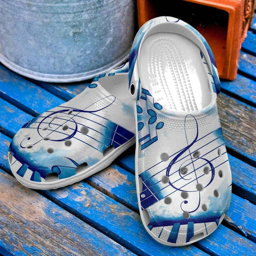 Clog Music Personalized Clog, Custom Name, Text Blue Symphony, Fashion Style For Women, Men, Kid, Print 3D - Love Mine Gifts