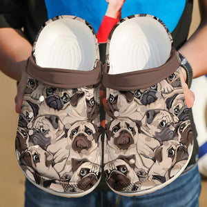 Pug Personalized Clog, Custom Name, Text Pug Puppies, Fashion Style For Women, Men, Kid, Print 3D