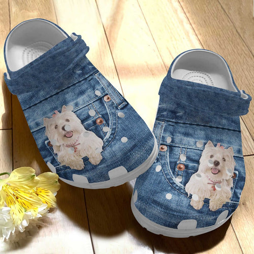 Clog Westie Personalized Clog, Custom Name, Text Westie In Pocket, Fashion Style For Women, Men, Kid, Print 3D - Love Mine Gifts