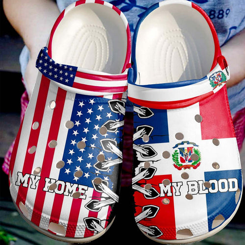 Clog Dominican Republic Personalized Clog, Custom Name, Text My Home My Blood, Fashion Style For Women, Men, Kid, Print 3D - Love Mine Gifts
