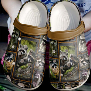 Clog Racoon Personalized Clog, Custom Name, Text Racoon Pattern, Fashion Style For Women, Men, Kid, Print 3D - Love Mine Gifts