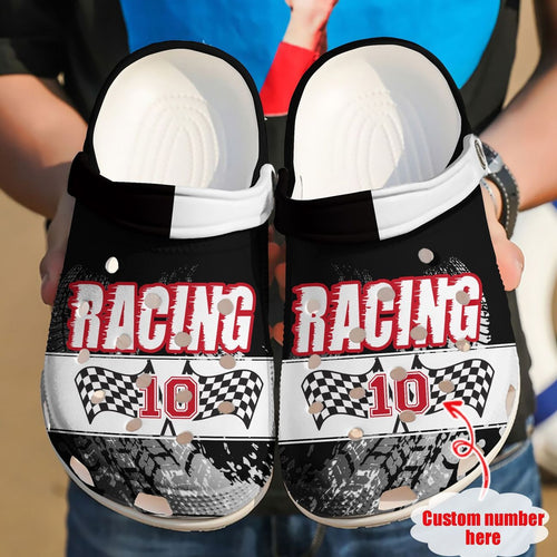 Clog Racing Personalized Clog, Custom Name, Text Racing Life, Fashion Style For Women, Men, Kid, Print 3D - Love Mine Gifts