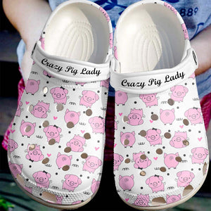 Clog Pig Personalized Clog, Custom Name, Text Crazy Pig Lady, Fashion Style For Women, Men, Kid, Print 3D - Love Mine Gifts