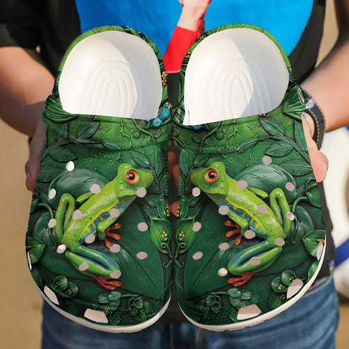 Frog Personalized Clog, Custom Name, Text Beautiful Green Frog, Fashion Style For Women, Men, Kid, Print 3D
