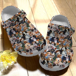 Clog Dog Personalized Clog, Custom Name, Text Lots Of Puppies, Fashion Style For Women, Men, Kid, Print 3D - Love Mine Gifts