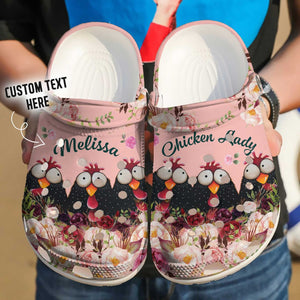 Clog Chicken Personalized Clog, Custom Name, Text Chicken Lady, Fashion Style For Women, Men, Kid, Print 3D - Love Mine Gifts