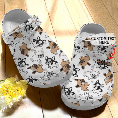 Clog French Bulldog Personalized Clog, Custom Name, Text French Bulldog Pattern, Fashion Style For Women, Men, Kid, Print 3D - Love Mine Gifts