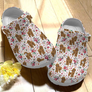 Clog Goldendoodle Personalized Clog, Custom Name, Text Floral, Fashion Style For Women, Men, Kid, Print 3D - Love Mine Gifts