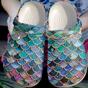 Clog Mermaid Personalize Clog, Custom Name, Text, Fashion Style For Women, Men, Kid, Print 3D Shiny - Love Mine Gifts