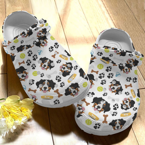 Clog Bernese Mountain Personalize Clog, Custom Name, Text, Fashion Style For Women, Men, Kid, Print 3D Smiling - Love Mine Gifts