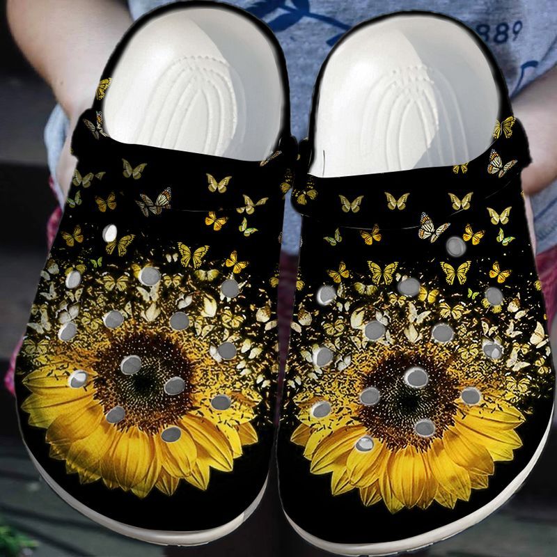 Clog Hippie Personalized Clog, Custom Name, Text Hippie Sunflower, Fashion Style For Women, Men, Kid, Print 3D - Love Mine Gifts