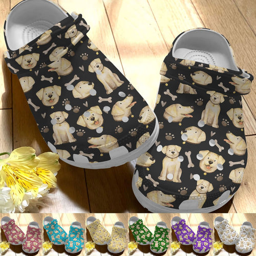 Clog Labrador Personalize Clog, Custom Name, Text, Fashion Style For Women, Men, Kid, Print 3D Whitesole Cute Labrador - Love Mine Gifts