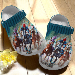Clog Horse Racing 2 Personalize Clog, Custom Name, Text, Fashion Style For Women, Men, Kid, Print 3D - Love Mine Gifts