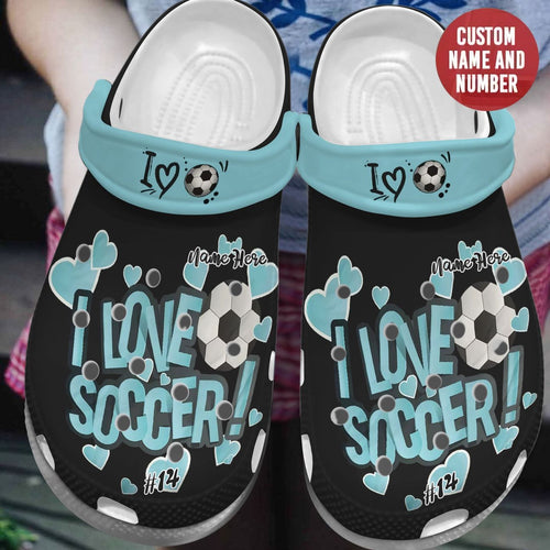 Clog Soccer Personalize Clog, Custom Name, Text, Fashion Style For Women, Men, Kid, Print 3D Personalized Soccer Fan - Love Mine Gifts