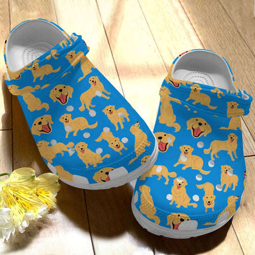 Clog Golden Retriever Personalize Clog, Custom Name, Text, Fashion Style For Women, Men, Kid, Print 3D Golden Series Collection - Love Mine Gifts