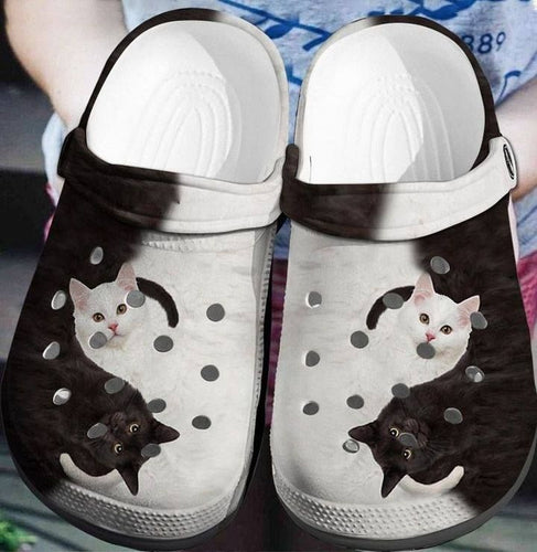 Cat Personalized Clog, Custom Name, Text Black And White Cat, Fashion Style For Women, Men, Kid, Print 3D