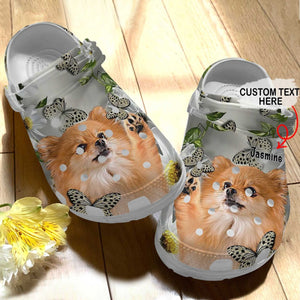 Pomeranian Personalized Clog, Custom Name, Text Daisy Pomeranian, Fashion Style For Women, Men, Kid, Print 3D