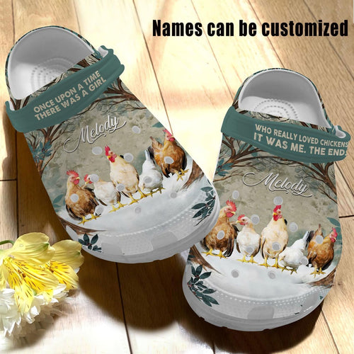 Clog Chicken Personalized Personalize Clog, Custom Name, Text, Fashion Style For Women, Men, Kid, Print 3D Whitesole Once Upon A Time - Love Mine Gifts