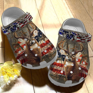 Clog Hunting Personalize Clog, Custom Name, Text, Fashion Style For Women, Men, Kid, Print 3D American Flag - Love Mine Gifts