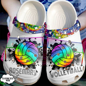 Clog Volleyball Personalized Clog, Custom Name, Text Favourite Season, Fashion Style For Women, Men, Kid, Print 3D - Love Mine Gifts
