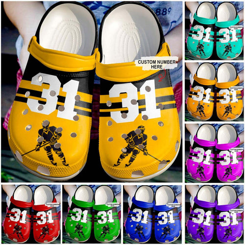 Clog Hockey Personalized Clog, Custom Name, Text Simply Love Hockey, Fashion Style For Women, Men, Kid, Print 3D - Love Mine Gifts