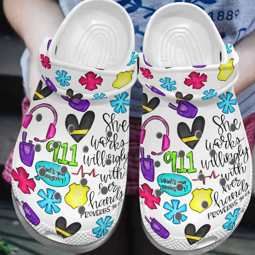 Dispatcher Personalize Clog, Custom Name, Text, Fashion Style For Women, Men, Kid, Print 3D She Works Willingly
