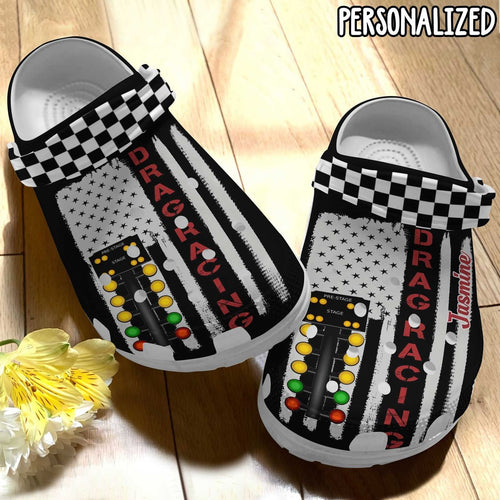 Clog Drag Racing Personalized Clog, Custom Name, Text Drag Racing Lover, Fashion Style For Women, Men, Kid, Print 3D - Love Mine Gifts