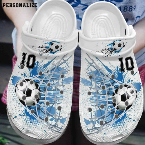 Clog Soccer Personalize Clog, Custom Name, Text, Fashion Style For Women, Men, Kid, Print 3D Personalized Water Color Ball - Love Mine Gifts