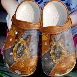 Clog Dog Personalized Clog, Custom Name, Text Love German Shepherd, Fashion Style For Women, Men, Kid, Print 3D - Love Mine Gifts