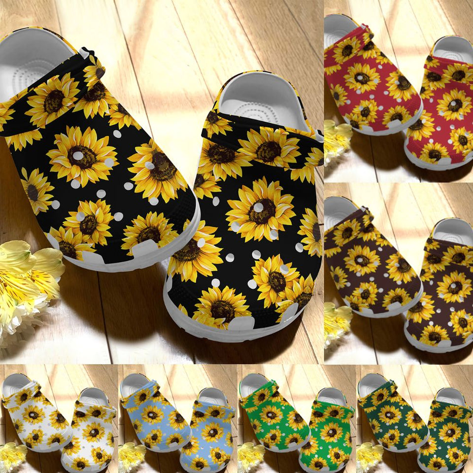 Clog Hippie Personalized Clog, Custom Name, Text Sunflower Spirit, Fashion Style For Women, Men, Kid, Print 3D - Love Mine Gifts