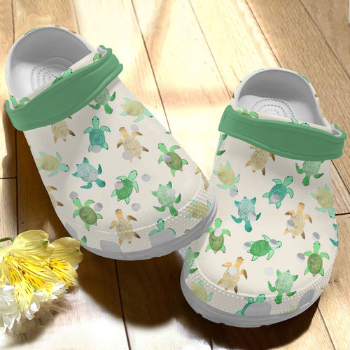 Clog Sea Turtle Personalized Clog, Custom Name, Text Cute Sea Turtle Pattern, Fashion Style For Women, Men, Kid, Print 3D - Love Mine Gifts