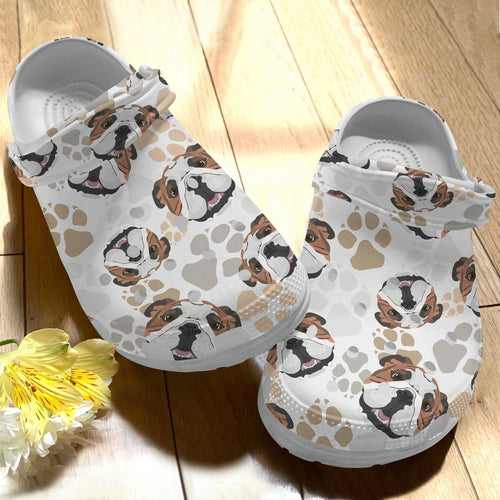 Dog Personalize Clog, Custom Name, Text, Fashion Style For Women, Men, Kid, Print 3D English Bulldog V2