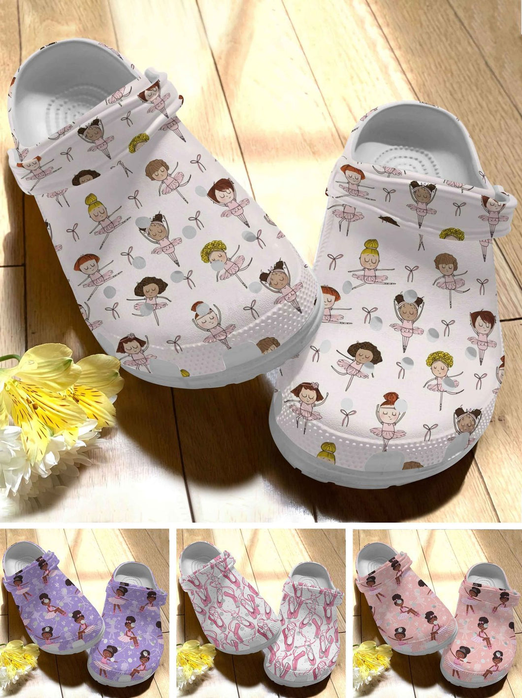 Clog Ballet Personalize Clog, Custom Name, Text, Fashion Style For Women, Men, Kid, Print 3D Ballerina - Love Mine Gifts
