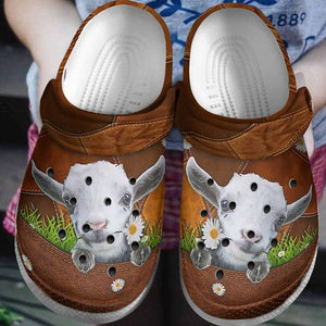 Goat Personalize Clog, Custom Name, Text, Fashion Style For Women, Men, Kid, Print 3D Whitesole In Leather Bag