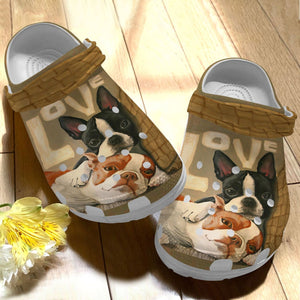 Clog Boston Terrier Personalized Clog, Custom Name, Text Boston Love, Fashion Style For Women, Men, Kid, Print 3D - Love Mine Gifts