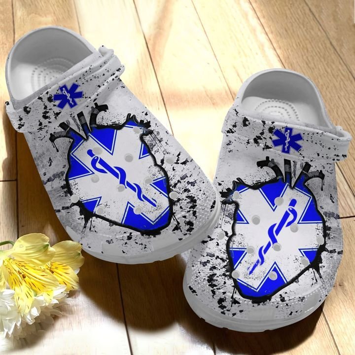 Clog Ems Personalize Clog, Emergency Medical Services Custom Name, Text, Fashion Style For Women, Men, Kid, Print 3D Whitesole Ems Klq16 - Love Mine Gifts