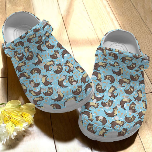 Clog Otter Personalize Clog, Custom Name, Text, Fashion Style For Women, Men, Kid, Print 3D Cute Otters - Love Mine Gifts