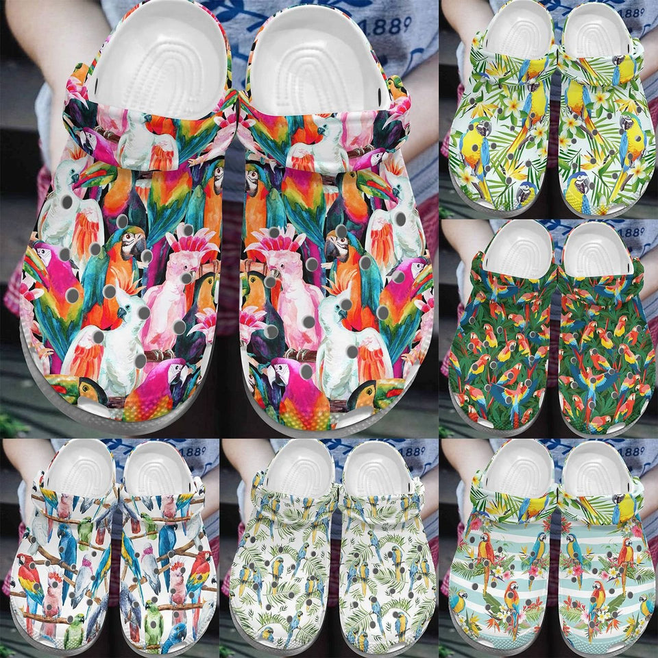 Clog Parrot Personalize Clog, Custom Name, Text, Fashion Style For Women, Men, Kid, Print 3D Cool Parrot Collection - Love Mine Gifts