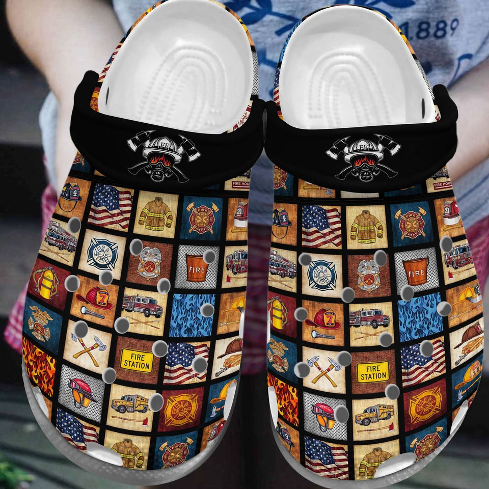 Clog Firefighter Personalize Clog, Custom Name, Text, Fashion Style For Women, Men, Kid, Print 3D The Hero - Love Mine Gifts
