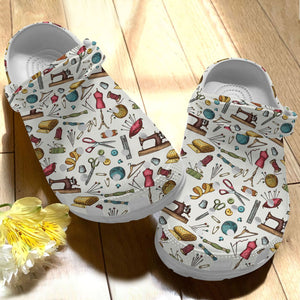 Clog Sewing Personalize Clog, Custom Name, Text, Fashion Style For Women, Men, Kid, Print 3D Whitesole Sewing Pattern 3 - Love Mine Gifts