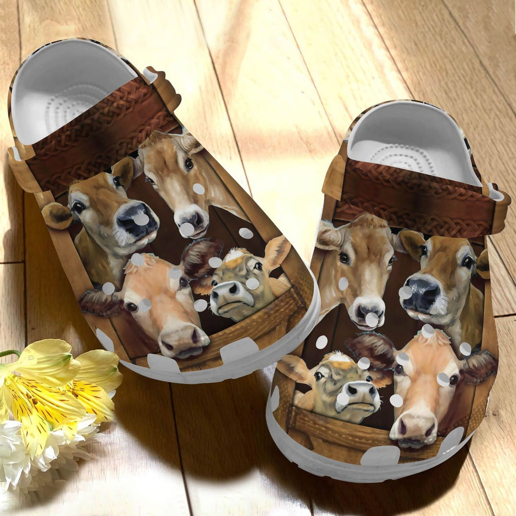 Clog Cow Personalize Clog, Custom Name, Text, Fashion Style For Women, Men, Kid, Print 3D Cow Family - Love Mine Gifts