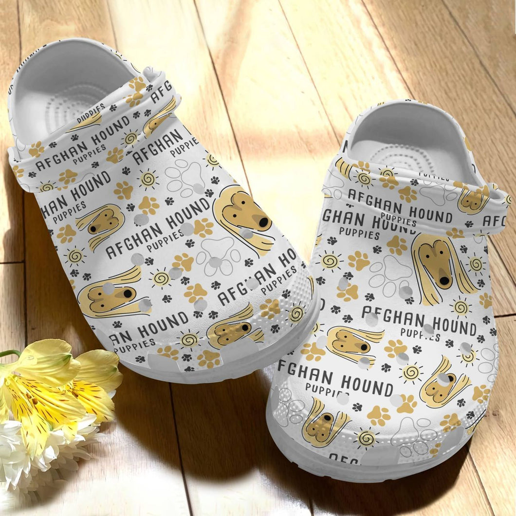 Clog Dog Personalize Clog, Custom Name, Text, Fashion Style For Women, Men, Kid, Print 3D Afghan Hound V1 - Love Mine Gifts