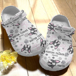 Clog Dog Personalize Clog, Custom Name, Text, Fashion Style For Women, Men, Kid, Print 3D Boston Terrier V2 - Love Mine Gifts