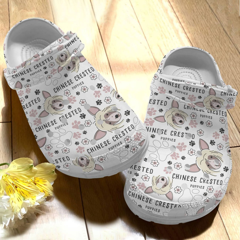 Clog Dog Personalize Clog, Custom Name, Text, Fashion Style For Women, Men, Kid, Print 3D Chinese Crested V1 - Love Mine Gifts