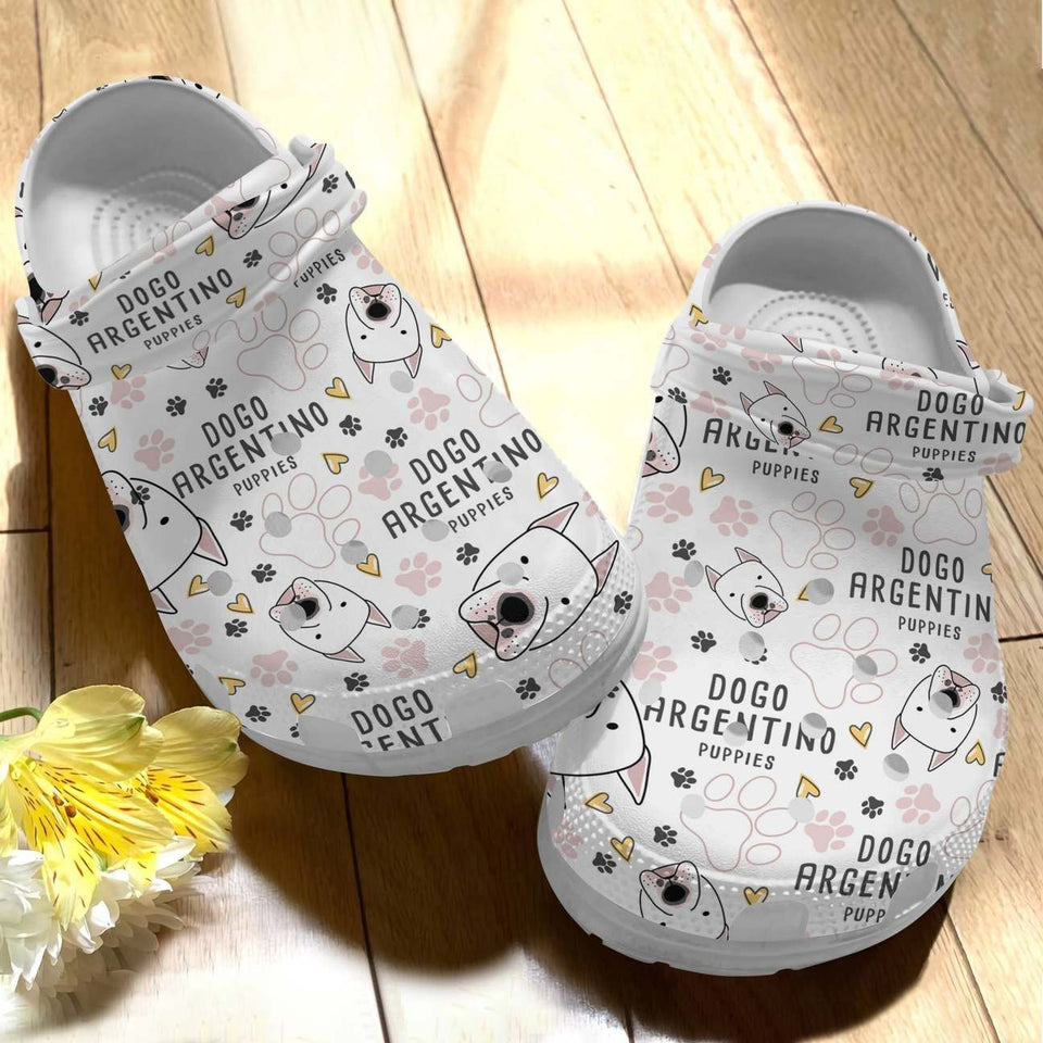Dog Personalize Clog, Custom Name, Text, Fashion Style For Women, Men, Kid, Print 3D Dogo Argentino V1