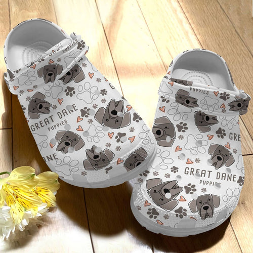 Clog Dog Personalize Clog, Custom Name, Text, Fashion Style For Women, Men, Kid, Print 3D Great Dane V1 - Love Mine Gifts