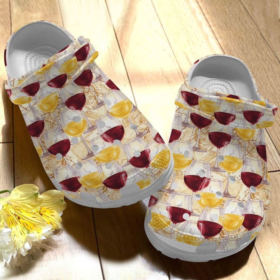 Clog Wine Personalize Clog, Custom Name, Text, Fashion Style For Women, Men, Kid, Print 3D Wine Glasses - Love Mine Gifts