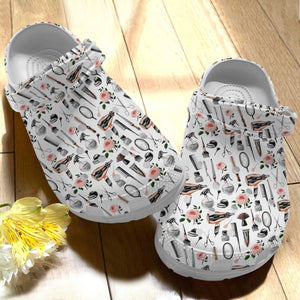 Clog Hairstylist Personalize Clog, Custom Name, Text, Fashion Style For Women, Men, Kid, Print 3D Whitesole Hairstylist Pattern - Love Mine Gifts