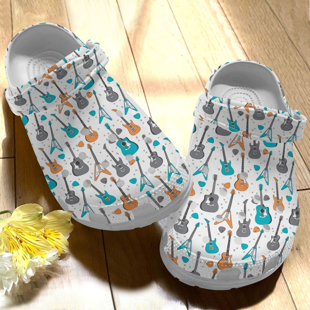 Clog Guitar Personalize Clog, Custom Name, Text, Fashion Style For Women, Men, Kid, Print 3D Pattern - Love Mine Gifts